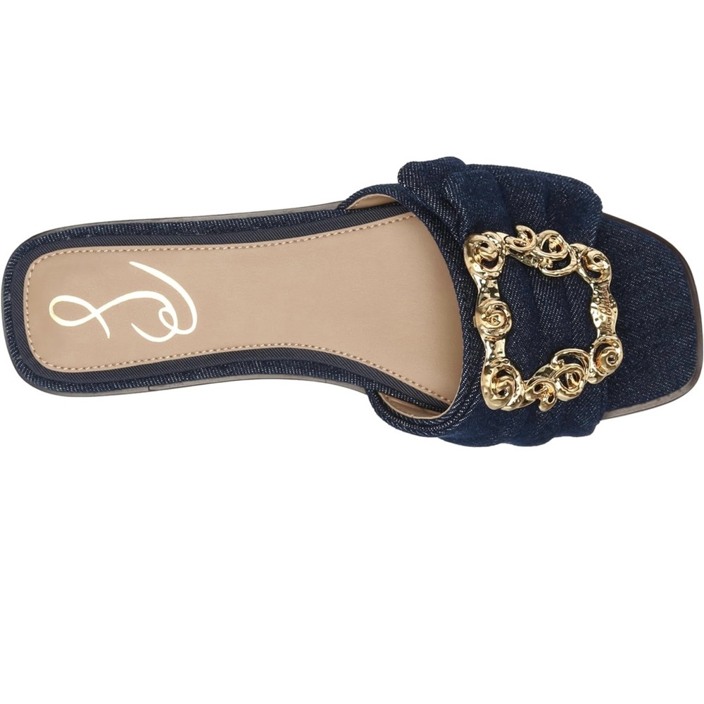 Sam Edelman Navy and Gold Embellished Sandals